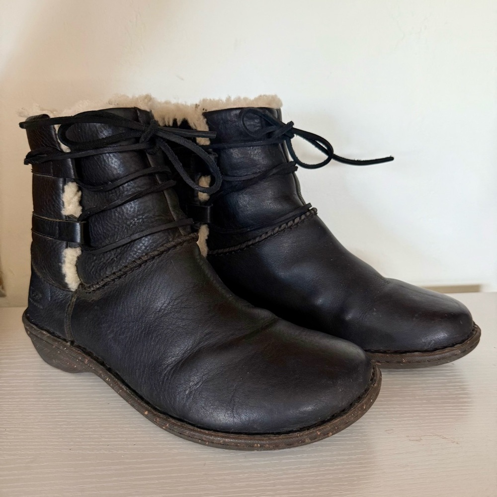 Women's Black Leather Ankle Boots